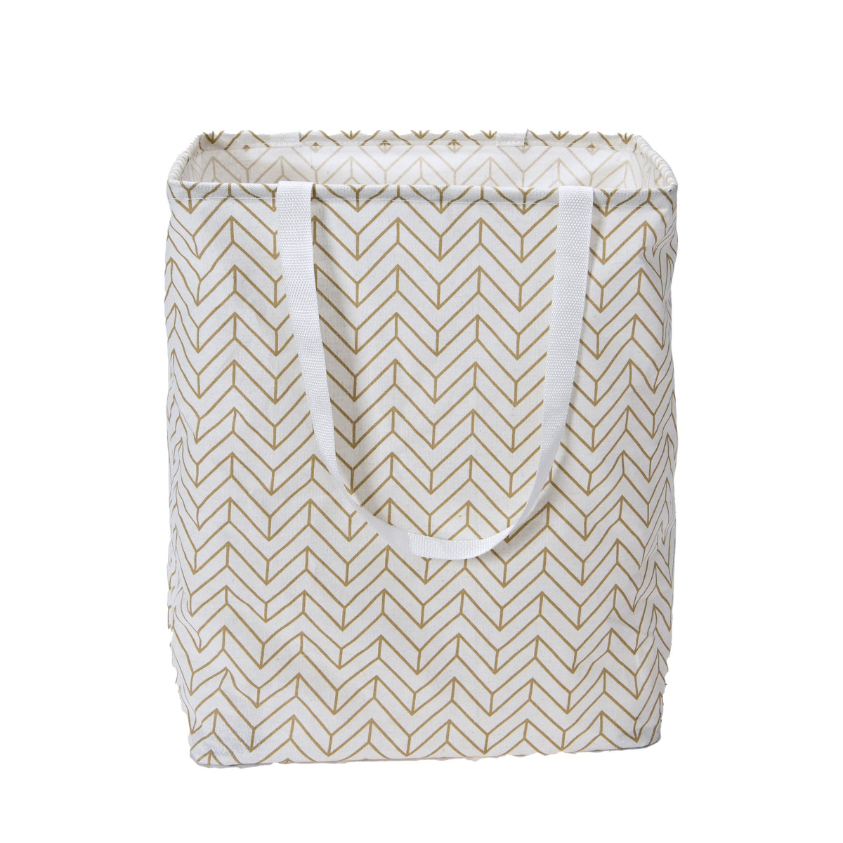 Krush Container Rectangular Laundry Bag with Handles, Tan Chevron